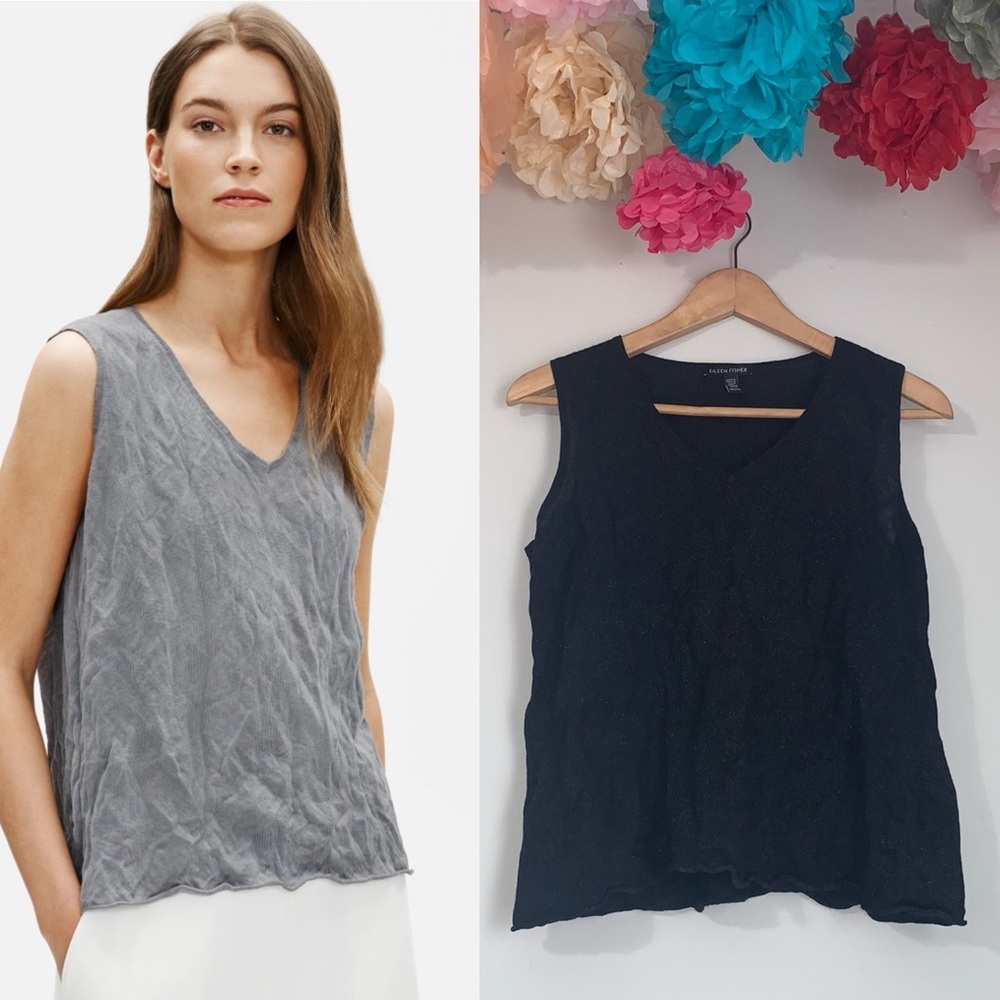 Eileen Fisher Tencel & Metal V-Neck Shell